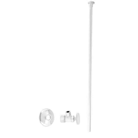 Westbrass 3/8" x 20" Flat Head Supply Line Toilet Kit with Round Handle Angle Valve, Powder Coat White D105KFH-50